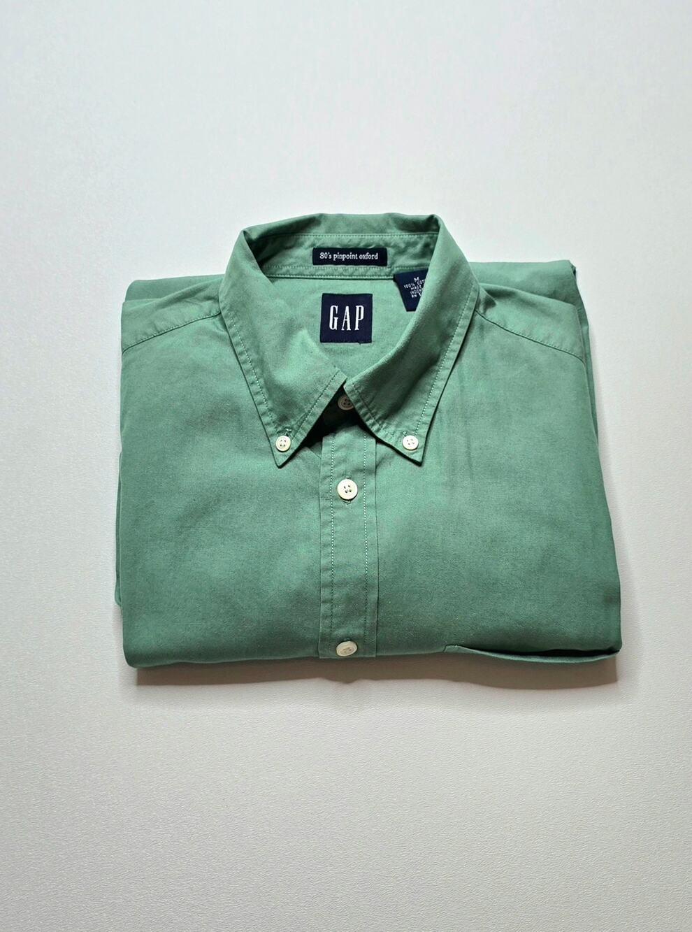 GAP 80s Pinpoint Oxford Shirt Mens Medium Green Long Sleeve Button Down Cotton